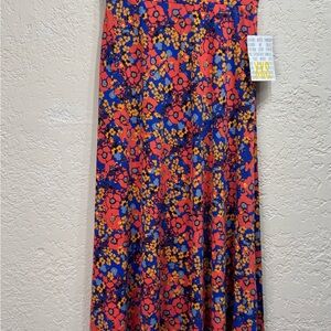 NWT LuLaRoe Maxi Skirt XXS Floral Pink Blue Orange Stretch Maxi